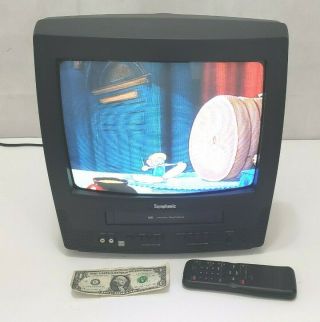 Symphonic 13 Inch Vintage Color Tv With Built In Vcr Vhs - With Remote Portable