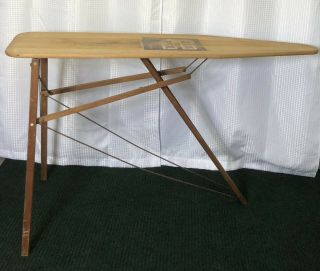 Antique Vtg J.  R.  Clark Wood Primitive Ironing Board Folding 54” Sofa Drink Table