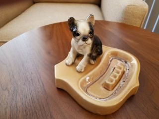 Vintage Boston Terrier Dog Ashtray Figurine Made In Japan