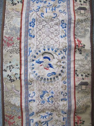 Antique 19th Century Chinese Qing Dynasty Silk Embroidery Banner. 3