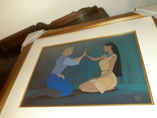 Disney Hand Painted Cel Pocahontas Le 211/500 John Smith Two Worlds Frame
