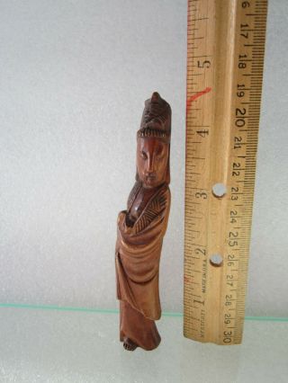 Antique 19th C.  Chinese Qing Dynasty Hand Carved Wood Guanyin Figure 2