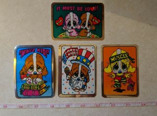 Vintage Vending Machine Stickers Sad Sam Dog Set Of 4