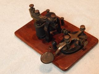 Vintage telegraph key and sounder mounted on wooden base.  Great shape. 2