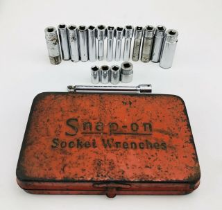 Snap On Tools Mixed Usa Sae Socket Set With Vintage Snap On Socket Wrench Box