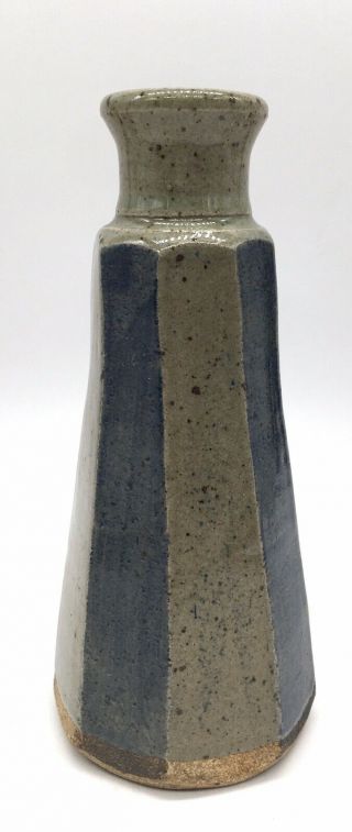 Vintage Denis Vibert Mid - Century Pottery Vase Maine Blue Green Glazed