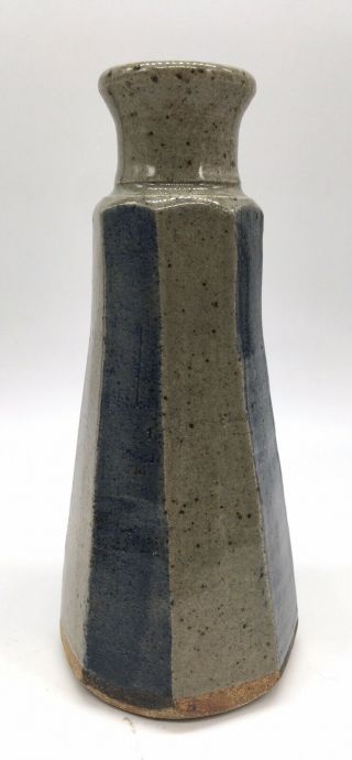 Vintage Denis Vibert Mid - Century Pottery Vase Maine Blue Green Glazed 3