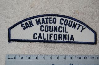 Boy Scout Wbs White & Blue San Mateo County Council California Strip Patch