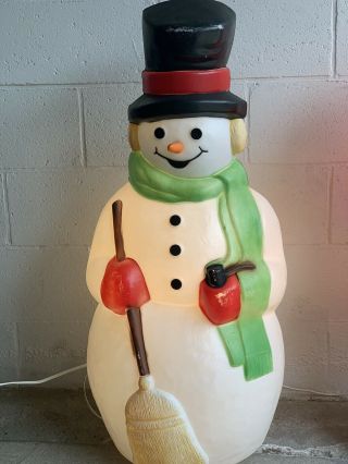 Vintage Blow Mold Snowman Christmas Decoration