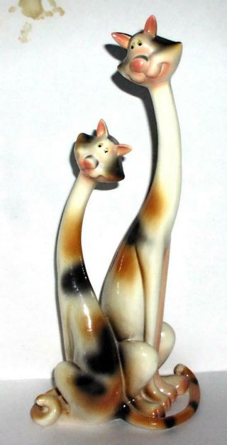 Two Long Neck Cats Porcelain Vintage Figurine. 2