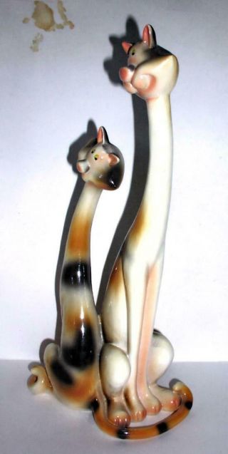 Two Long Neck Cats Porcelain Vintage Figurine. 3