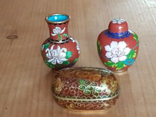 3 X Chinese Cloisonne Miniature 