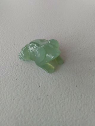 Vintage Green Jade Chinese Frog Hand Carved Figure 1.  5 " Long
