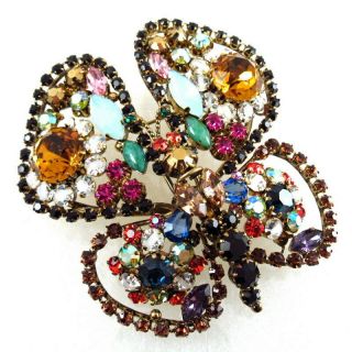 Large Vintage Rhinestone Butterfly Brooch Pin Signed Austia
