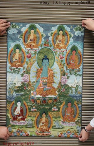 36 " Tibet Buddhism Silk Cloth Shakyamuni Thangka Sakyamuni Buddha Painting Mural