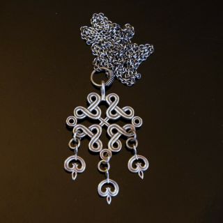 Vtg Finland Mid Century Modern Sterling Silver Kalevala Koru Pendant Necklace