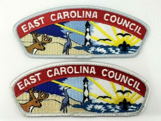 Boy Scout / Bsa - 2 East Carolina Council Shoulder Patches / Csp - Beach Scenes