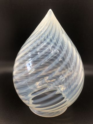 Antique Opalescent Swirl Bullet Tip Teardrop Glass Lamp Shade Vintage