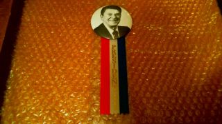 Ronald Reagan For President Vintage 3 " Photo Pinback - Ribbon 1980