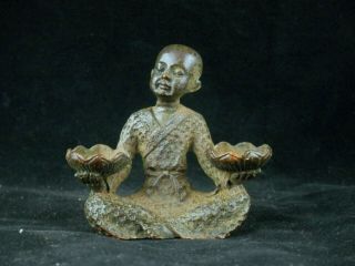 Antique Chinese Bronze Hand Made Monk Statue Wow005
