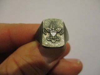 Vintage Boy Scout Emblem Sterling Silver Ring Size 8