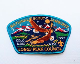 Longs Peak Council 1997 National Jamboree JSP CJP patches dark and light blue 2
