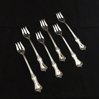 6 Reed Barton Marlborough Sterling Silver Oyster Cocktail Forks Vintage 5.  5”