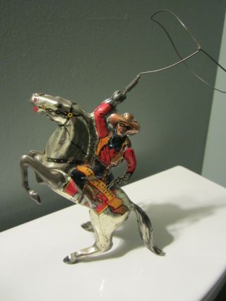 Vintage 1930s Marx Tin Litho Lone Ranger Lasso Wind Up Toy