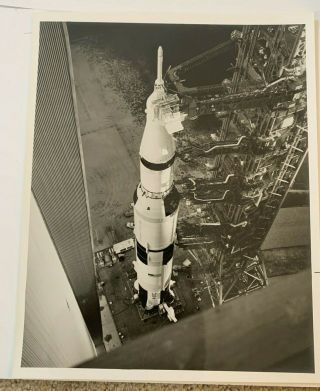 Nasa Apollo 12 Saturn V B&w Glossy Photograph