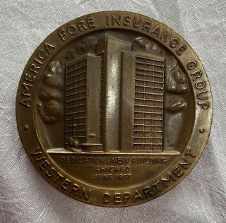 Vintage Medallic Art Co.  Bronze Medal America Fore Insurance Group Chicago 2.  75 "