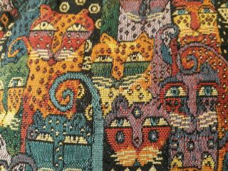 Laurel Burch Cat Tapestry Small Purse Zip Closure Double Handles 12x7x4 Xlnt