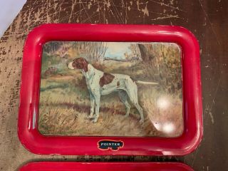 Vintage 1940 ' s Metal Pointer Hunting Dog Serving Tray by Ole Larson Set of 2 2