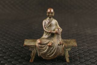 Chinese Old Bronze Hand Casting Buddha Xuanzang Statue Collectable
