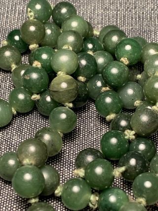 Vintage Chinese Cabbage Green Jadeite - Jade Bead Necklace With Silver Clasp 2