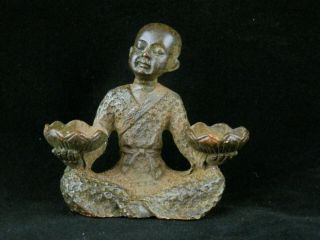 Antique Chinese Brass Hand Made Monk Statue