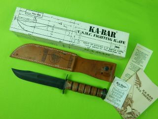 Vintage Us Ka - Bar Kabar Mk2 Usmc Ww2 Commemorative Fighting Knife W/ Sheath Box