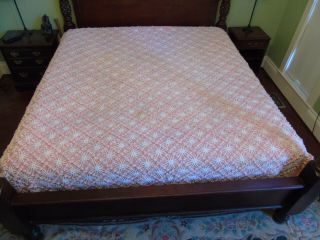 Vintage Circa 1948 100 Cotton Plush Chenille Twin Bedspread.  95 " X 84 "