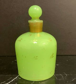 Vintage French Baccarat Green Opaline Glass Perfume Bottle