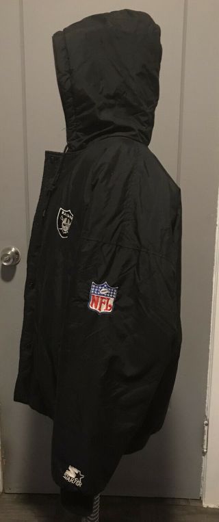 Vintage NFL LA Oakland Raiders Starter Jacket Black Satin XL Huge Back Patch 2