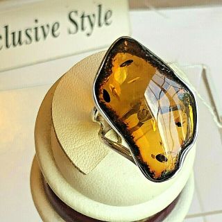 Russian Baltic Amber Ring Size 8 - 9 Vintage Butterscotch Egg Yolk Polish