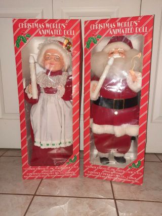 Vintage Animated & Lighted Santa & Mrs.  Claus In 24 In Tall