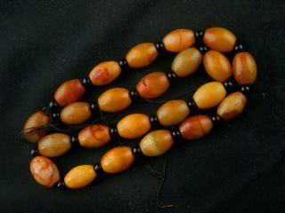 30 Inches Large Chinese Old Jade Beads Prayer Necklace D155