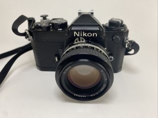 Vtg Nikon Fe 35mm Film Slr Camera W/ 50mm F1.  4 Nikkor Lens Battery Issue