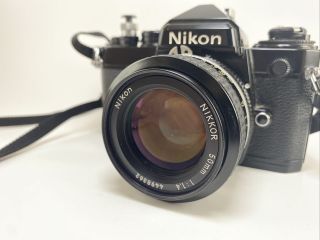 VTG Nikon FE 35mm Film SLR Camera W/ 50mm F1.  4 Nikkor Lens Battery Issue 3