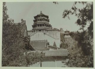 Antique Chinese Photograph Summer Palace Peking 1919 Temple Framed