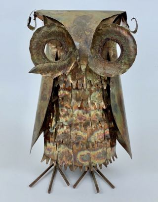 Large Vintage Mid Century Brutalist Metal Owl Sculpture Mcm