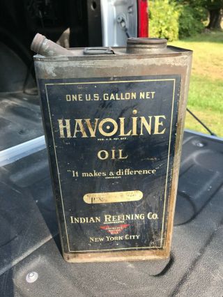 Vintage 1 Gallon Havoline Oil Can (indian Refining Co. )