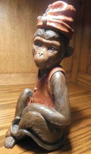 Vintage Large Ceramic Sitting Monkey Figurine Safari Decor Porcelain Statue 86