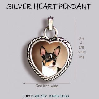 Rat Terrier Dog - Ornate Heart Pendant Tibetan Silver