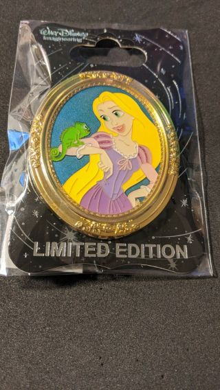 Wdi Disney Pins Tangled Rapunzel Pascal Princess Oval Gold Frame Le 250